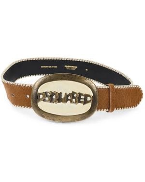 DSquared² Cinturón Con Hebilla Del Logo Y Ribete Sobrehilado - Marrón