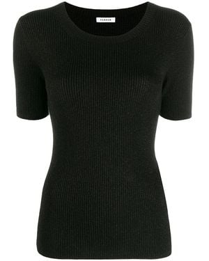 P.A.R.O.S.H. Ribbed-Knit Short-Sleeve T-Shirt - Black