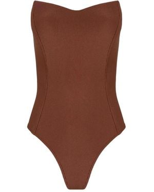 Lenny Niemeyer Bandeau Ribbed Swimsuit - Brown