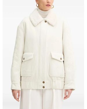 ERMANNO FIRENZE Embroidered Corduroy Jacket - White