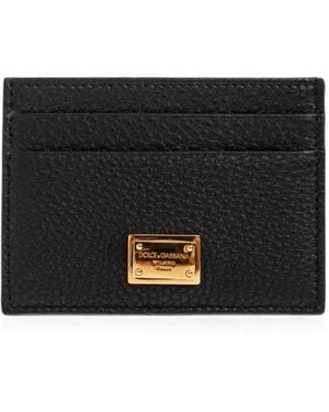 Dolce & Gabbana Logo-Plaque Leather Cardholder - Black