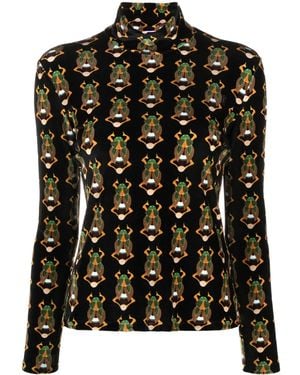 La DoubleJ Printed Rollneck Top - Black