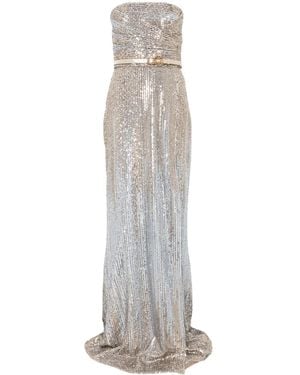 Elie Saab Trägerloses Kleid Mit Pailletten - Weiß