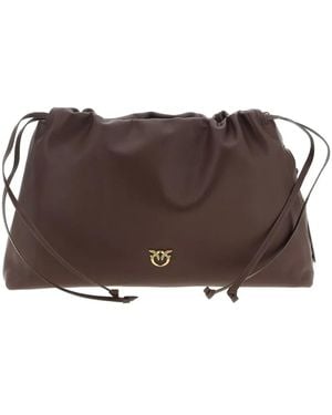Pinko Smooth Leather Clutch Bag - Brown