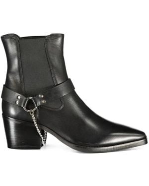 CafeNoir Stiefeletten Mit Harness-Detail Und Kettenverzierung - Schwarz