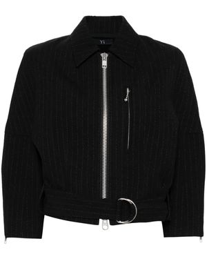 Y's Yohji Yamamoto Striped Zip-Up Jacket - Black