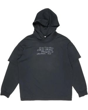 Acne Studios Lettering-Detail Double-Layered Hoodie - Blue