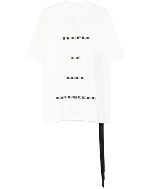 Rick Owens Crew Neck T-Shirt With Front Print - White