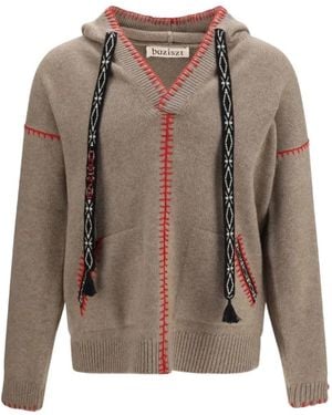 BAZISZT Hoodie En Maille À Coutures Contrastantes - Brown