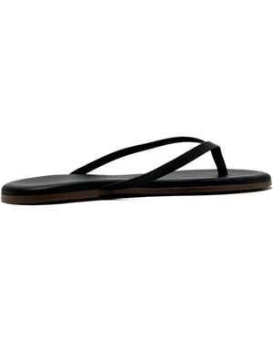 TKEES Lily Leather Thong-Strap Sandals - Black