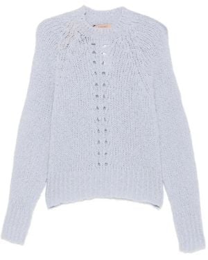 Twinset Pointelle-Knit Raglan-Sleeve Sweater - White