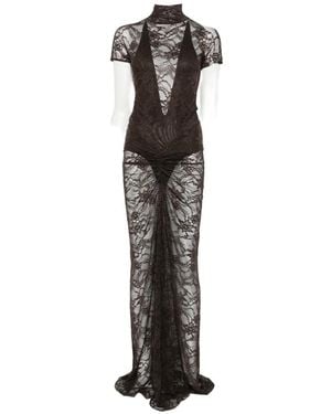 ANDAMANE Palma Lace Ruched Gown Maxi Dress - White