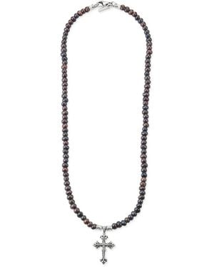 Emanuele Bicocchi Avelli Cross Pearl Necklace - White
