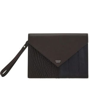 Ferragamo Top Flap Clutch Bag - Black