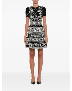 McQueen Floral-Print Mini Dress - Black
