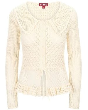 STAUD Cardigan Vienna En Maille Ajourée - Blanc