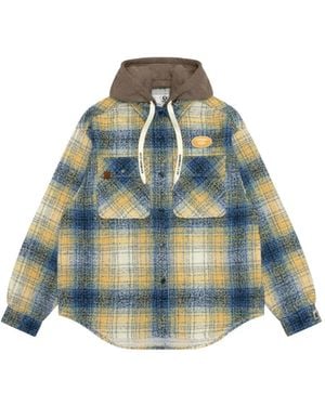 Aape By A Bathing Ape Check-Pattern Hooded Shirt - Blue