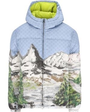 Gucci Alpine Landscape Gg Motif Jacket - Blue