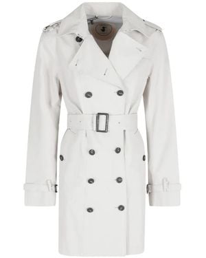 Save The Duck Double-Breasted Belted Coat - White
