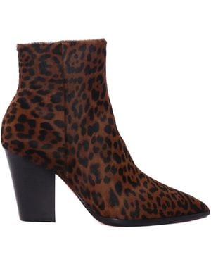 Santoni Stivaletti Con Stampa Leopardata E Tacco A Blocco - Marrone