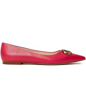 Twinset Oval-T Leather Ballerinas - Red