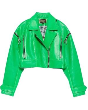 MITILIANE COUTURE Detachable-Sleeve Leather Jacket - Green