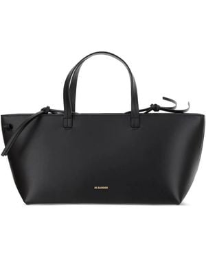 Jil Sander Calf Leather Tote Bag - Black