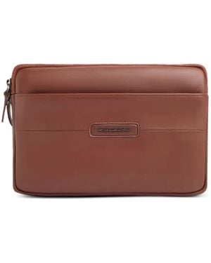 Piquadro Logo-Plaque Mini Ipad Leather Handbag - Brown