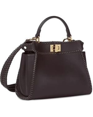 Fendi Peekaboo Kleine Gevlochten Shopper - Zwart