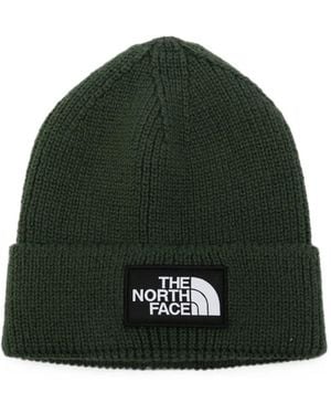 The North Face Logo-Patch Ribbed-Knit Beanie Hat - Green
