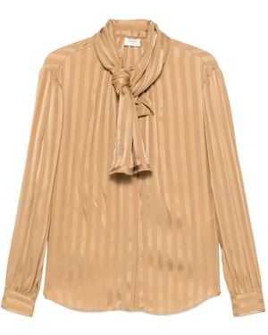 Saint Laurent Gestreifte Schluppenbluse - Natur
