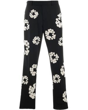SAINT Mxxxxxx Wreath-Print Tailored Trousers - Black