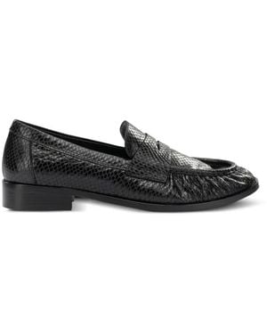 strategia shoes Snakeskin-Effect Loafers - Black