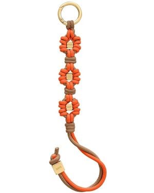 Maison De Sabre Wristlet Knot-Detail Leather Charm - Orange