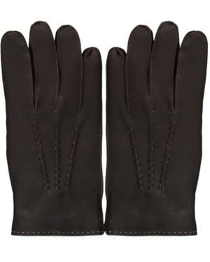 Moorer Stitched-Detail Leather Gloves - Black