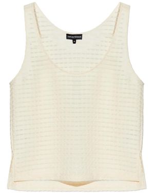 Emporio Armani Scoop-Neck Textured Top - Natural
