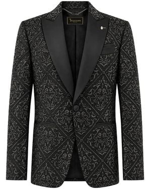 Billionaire Embroidered Suit Jacket - Black