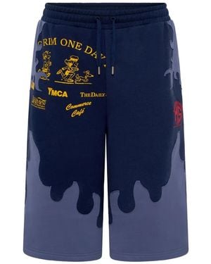 Marine Serre Patchwork Jersey Shorts - Blue