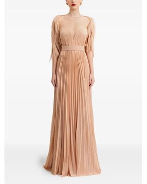 Gemy Maalouf Robe Plissée À Encolure Cœur - Natural