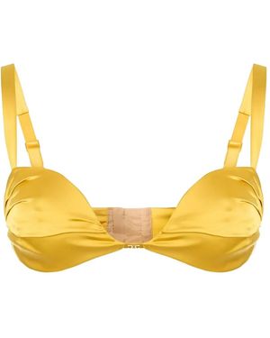 Elisabetta Franchi Almond-Shaped Metal Logo Bra - Yellow
