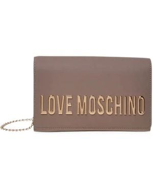 Love Moschino Logo-Plaque Chain-Strap Shoulder Bag - Grey