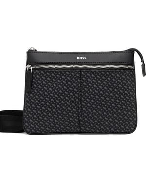 BOSS Zair Kuriertasche mit Logo-Muster - Schwarz