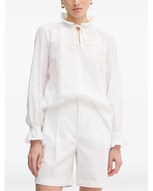 MARC AUREL Ruffled Tie Top - White
