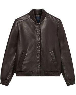 Brooks Brothers Leather Bomber Jacket - Brown