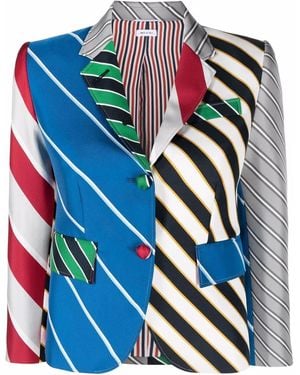 Thom Browne Multi Stripe-Print Blazer - Blue