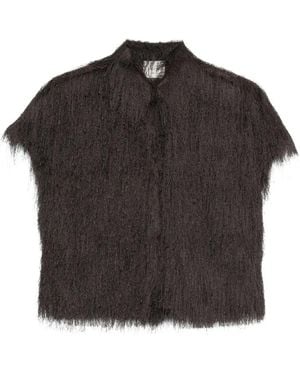 Alysi Haut Frangé À Manches Courtes - Black