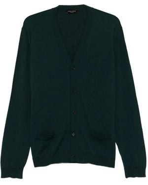 Roberto Collina V-Neck Merino-Wool Cardigan - Green