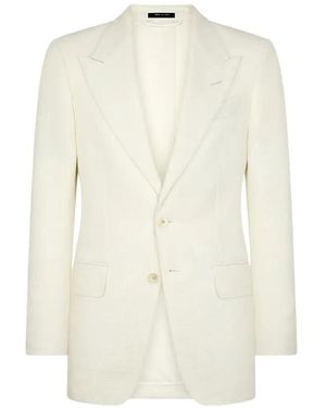 Tom Ford Peak-Lapel Textured Jacket - White