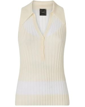 Pinko Ribbed Polo Top - White