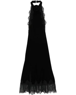Nissa Floral-Appliqué Midi Dress - Black